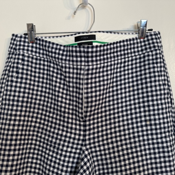 JCrew Hayden Navy White Gingham Cropped Flare Trouser Pant - Picture 2 of 6